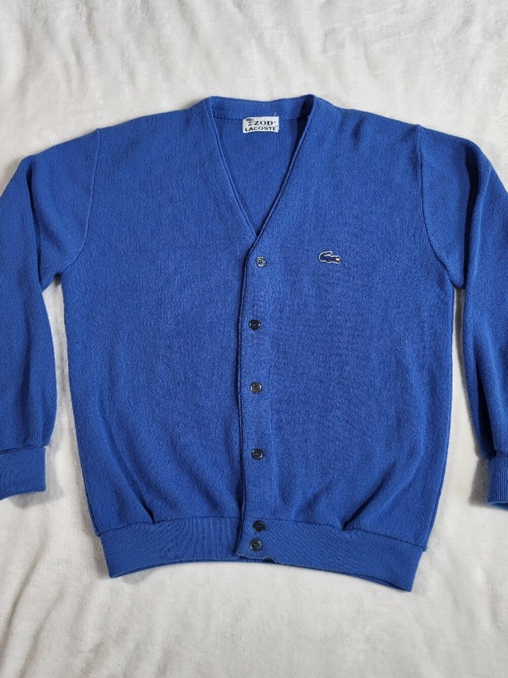 Vintage Lacoste Izod Knit Botton Front V Neck Sweater Cardigan - Large
